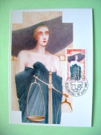 Liechtenstein 1985 FDC Maxicard Virtues - Woman - Balance Justice - Storia Postale