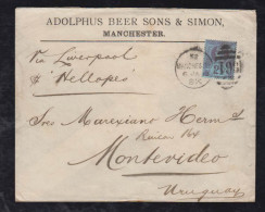 Great Britain 1893 Cover Manchester To MONTEVIDEO URUGUAY - Storia Postale