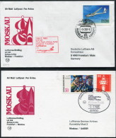 1983 Russia Germany Moscow - Frankfurt - Moscow Lufthansa First Flight Erstflug (2) - Lettres & Documents