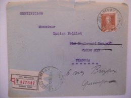 Argentine Lettre Recommande De Buenos Aires 1929 Pour Paris - Briefe U. Dokumente