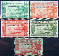 NEW HEBRIDES , FRENCH 1938 Beach Postage Due COMPLETE SET MLH ScottJ6-J10 CV$50 - Unused Stamps