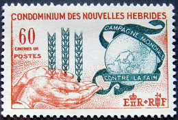 NEW HEBRIDES , FRENCH 1963 Freedom From Hunger MLH WHITE GUM Scott109 CV$5 - Nuovi