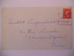 Canada Lettre De Hallibourg 1951 Pour Paris Cachet Rouge - Covers & Documents