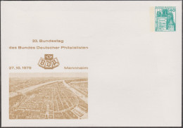 Allemagne 1979. Privatganzsache, Entier Postal Timbré Sur Commande. Mannheim, Vue Aérienne - Privé Briefomslagen - Ongebruikt