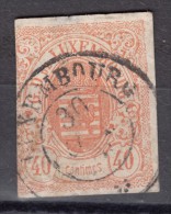 Luxembourg 1859 Definitives Coat Of Arms 40C Orange Mi.11 Used AM.386 - 1859-1880 Coat Of Arms