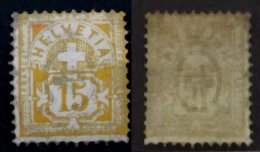 Switzerland 1882 Cross Over Shield 15C Mi.56 Oil Stain MH OG AM.387 - Neufs