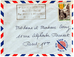 A O F: 1953 Timbre 100 Ans De La Médaille Militaire Su Enveloppe 1ère Liaison Dakar - Paris Par Avion à Réaction - Brieven En Documenten