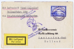GERMANY 1930 Second Graf Zeppelin Flight To Holland With BPP Certificate Sieger 98Ab See Scans Signed/ Signé/signiert/ A - Storia Postale