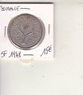 COTE FRANCAISE DES SOMALIES 5 FRANCS 1948 - Somalie