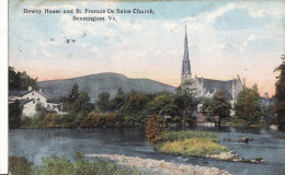 BENNINGTON Vt. -  Dewey House And St. Francis De Sales Church. - 1922 - Bennington