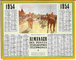 Calendrier 1954, Almanach Des PTT,postes, Devant Les Tribunes,26,5 X 21 Cm Departement 13. - Grossformat : 1941-60