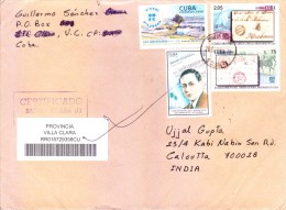 CUBA COMMERCIAL COVER 2006 - POSTED FRO PROVINCIA VILLA CLARA FOR INDIA - USE OF COMMEMORATIVE STAMPS - Covers & Documents