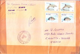 CUBA COMMERCIAL COVER 1997 - POSTED FROM HAUANA FOR INDIA, USE OF COMMEMORATIVE STAMPS ON FISH - Covers & Documents