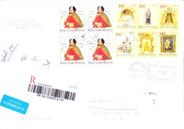 HUNGARY REGISTERED COVER 2003 - POSTED FROM NAGYKANIZSA 1 FOR INDIA, USE OF BLOCK OF 4 AND OTHER 6 STAMPS IN SET - Cartas & Documentos