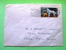Monaco 1977 Cover To France - Dogs - Elephant Slogan - Zoo - Cartas & Documentos