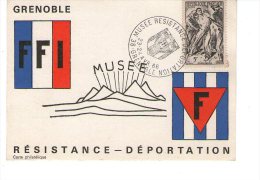 CARTE POSTALE PHILATELIQUE " MUSEE RESISTANCE ET DEPORTATION GRENOBLE 23 - 24 AVRIL 1966 " - 1960-69