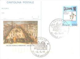 80948) Cartolina Postale-  GIORNO DI EMISSIONE COPPA DEL MONDO-CALCIO8-6-90 Calcio Storico Fiorentino - Stamped Stationery