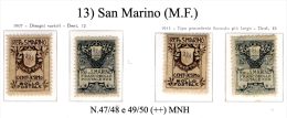 San-Marino-(M.F.)-0013 - 1907-1910 - Sassone: N.47/48 E 49/50 (++) MNH - Neufs