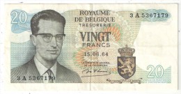 BELGIQUE - BELGIE - 20 Francs - 20 Frank - 1964 - Altri & Non Classificati