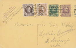 858/22 - DESTINATIONS - Entier Postal Houyoux + TP Idem BRUXELLES 1927 Vers La SUEDE - Cartoline 1909-1934