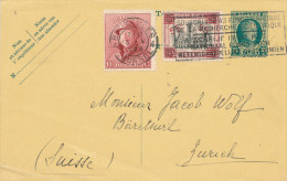859/22 - Entier Postal Houyoux + TP Casqué Et Termonde BRUXELLES 1928 Vers La SUISSE - TARIF EXACT 1 F - Briefkaarten 1909-1934