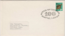 NUOVA ZELANDA - NEW ZEALAND - 1974 - Jackson Bay Centennial - Haast - Special Cancel - Philatelic Bureau Wellington - Cartas & Documentos