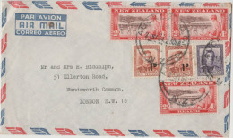 NUOVA ZELANDA - NEW ZEALAND - 1954 - 6 Stamps - Air Mail - 3 X Health - Viaggiata Da Auckland Per London - Brieven En Documenten