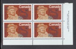 Canada MNH Scott #561 Lower Right Plate Block 8c Frontenac - Lower Right Stamp Is Missing Part Of '9' In '1698' - Errors, Freaks & Oddities (EFO)