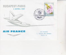 PREMIER VOL AIR FRANCE BUDAPEST -PARIS  4 AVRIL 1967 - TB - Lettres & Documents