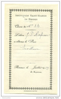 Petit Document "Prix D´excellence De L´Institut Saint Martin De Rennes" 1959 - Ille-et-Vilaine - Bretagne - Bon Point - Diplômes & Bulletins Scolaires