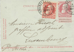 866/22 - DESTINATIONS - Carte-Lettre Grosse Barbe + TP Dito BRUXELLES 1906 Vers LUXEMBOURG - Tarif PREFERENTIEL 20 C - Cartes-lettres