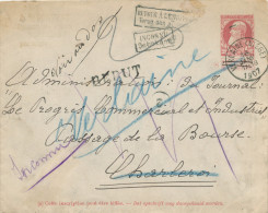 875/22 - Enveloppe Grosse Barbe VERLAINE Liège 1907 Vers CHARLEROI - Griffes INCONNU , RETOUR , REBUT - Briefe