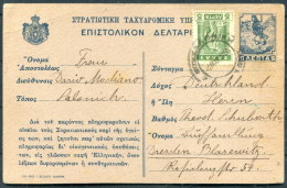 1921 Greece Saloniki Military Feldpost Stationery Postcard - Dresden Germany - Brieven En Documenten