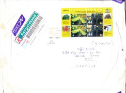 NEDERLAND REGISTERED COVER 2007 - POSTED FROM AANGETEKEND FOR INDIA, USE OF BLOCK OF 4 STAMPS - Storia Postale