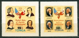 Tonga Bicentennial Of The United States 2 Stamps With New Value - Tonga (1970-...)