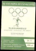 PROGRAMME JEUX OLYMPIA HELSINKI 1952 ATHLETISME 21 JUILLET - Sonstige & Ohne Zuordnung