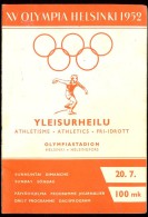 PROGRAMME JEUX OLYMPIA HELSINKI 1952 ATHLETISME 20 JUILLET - Other & Unclassified