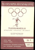 PROGRAMME JEUX OLYMPIA HELSINKI 1952 ATHLETISME 22 JUILLET - Otros & Sin Clasificación