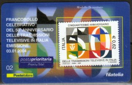 2004 - Tessera N.02 50° Ann. Delle Trasmissioni Televisive In Italia - Philatelic Cards