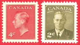 Canada #  292 & 305 - 4 & 2 Cents - Mint N/H - Dated  1950-51- King George VI/ Roi George VI - Unused Stamps