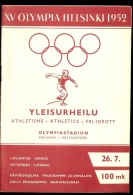 PROGRAMME JEUX OLYMPIA HELSINKI 1952 ATHLETISME 26 JUILLET - Other & Unclassified