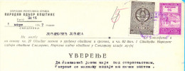 EX YU. Fiscal Revenue Tax Stamps On Document. State's And Smederevo Municipal's Stemp. 1957. - Cartas & Documentos