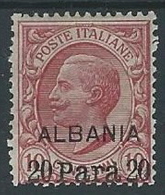 1907 LEVANTE ALBANIA EFFIGIE 20 PA SU 10 CENT MH * - ED963 - Albanië