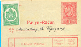 Kingdom YU. Fiscal  Imprinted Revenue Tax Stemps On Factura Document  And Ortodox Church Tax Stemp1934. - Storia Postale