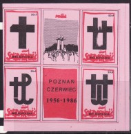 POLAND SOLIDARNOSC - 1986 POCZTA SOLIDARNOSC WIELKOPOLSKA -30 ANNIVERSARY OF POZNAN JUNE 1956 MS  MNH - Solidarnosc Labels