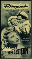 "Filmpost" "Schicksal Von Gestern" Mit Anna Neagle , Michael Wilding  -  Filmprogramm Nr. 206 Von Ca. 1948 - Otros & Sin Clasificación