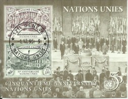 UNITED NATIONS GENEVE GINEVRA SVIZZERA ONU - UN - UNO 1985 Cinquantième Anniversaire Des Nations Unies SHEET USED - Hojas Y Bloques