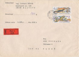 I7375 - Czechoslovakia (1989) 305 00 Plzen 5; WWF Stamps (4,00 CSK, 3,00 CSK) V-letter - First Day Cover (18.07.1989)! - Cartas & Documentos