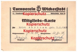 Turnverein Wickerstedt / Bad Sulza , Mitgliedsausweis 1935 , Erich Bertram , Turnen , Sport , Verein !!! - Leichtathletik