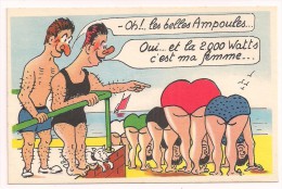 Oh ! Les Belles Ampoules - Plage Culture Physique Humour Chien - Illustrateur Jean De Preissac Humour - Preissac